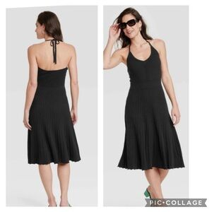 NWT A NEW DAY BLACK HALTER RAYON BLEND KNIT DRESS